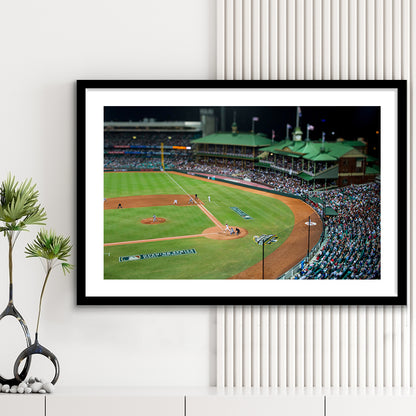 Sydney Cricket Ground in Moore Park, Stadium Canvas, Sport Art, Gift for him, White Border Framed Art Print Wall Decor