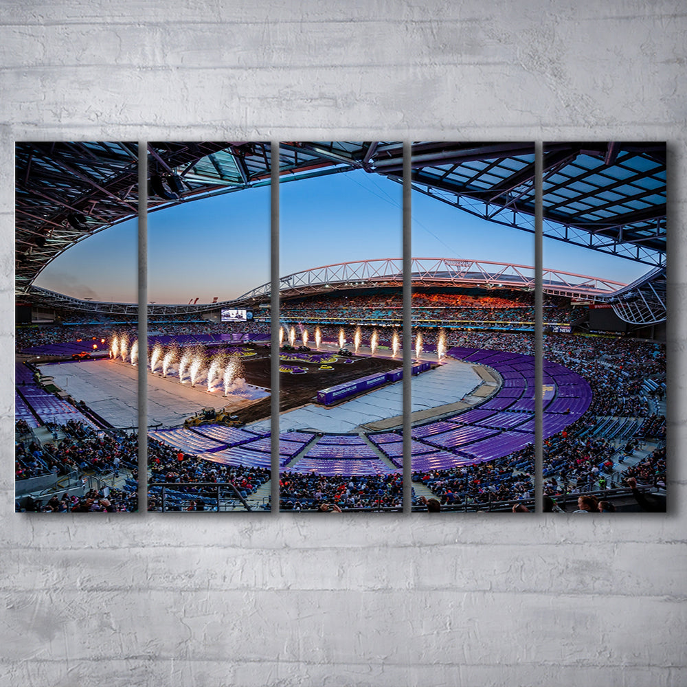 Sydney's Anz Stadium, Stadium Canvas, Sport Art, 5 Panel B, Extra Large Canvas, Canvas Print Wall Art