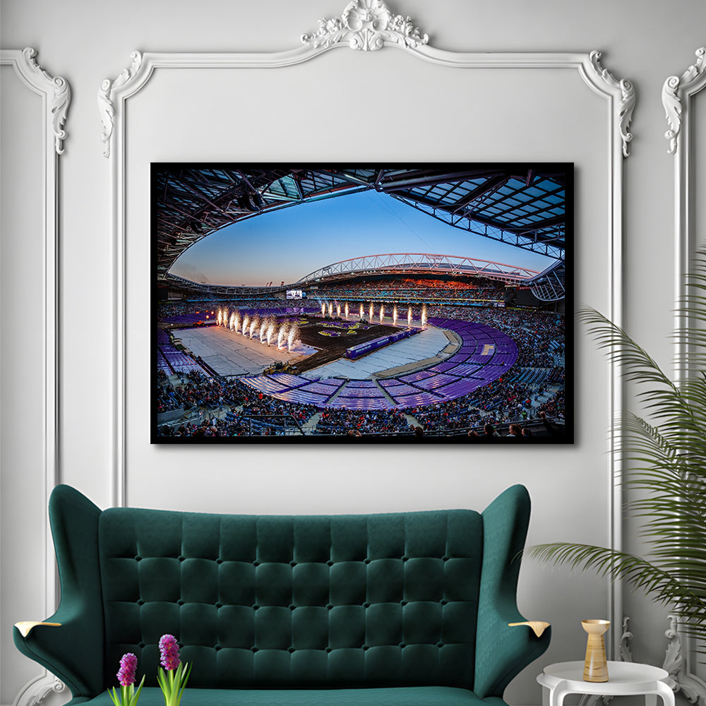 Sydney's Anz Stadium, Stadium Canvas, Sport Art, Gift for him, Framed Art Print Wall Decor, Picture Framed