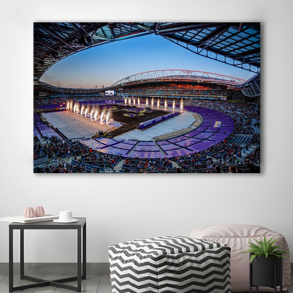 Sydney's Anz Stadium, Stadium Canvas, Sport Art, Gift for him, Man Cave Decor, Art Print, Canvas Print Wall Art
