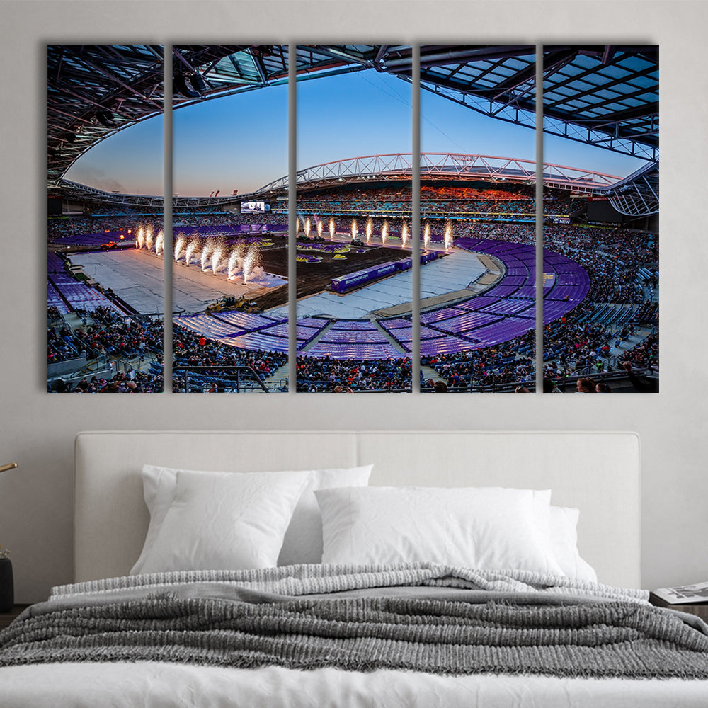 Sydney's Anz Stadium, Stadium Canvas, Sport Art, 5 Panel B, Extra Large Canvas, Canvas Print Wall Art