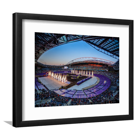 Sydney's Anz Stadium, Stadium Canvas, Sport Art, Gift for him, White Border Framed Art Print Wall Decor