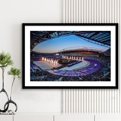 Sydney's Anz Stadium, Stadium Canvas, Sport Art, Gift for him, White Border Framed Art Print Wall Decor