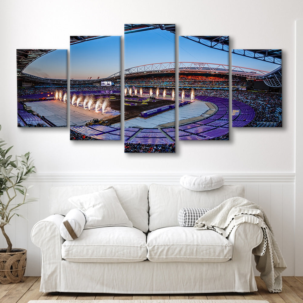 Sydney's Anz Stadium, Stadium Canvas, Sport Art, Gift for him, 5 Panel, Large Canvas, Canvas Print Wall Art