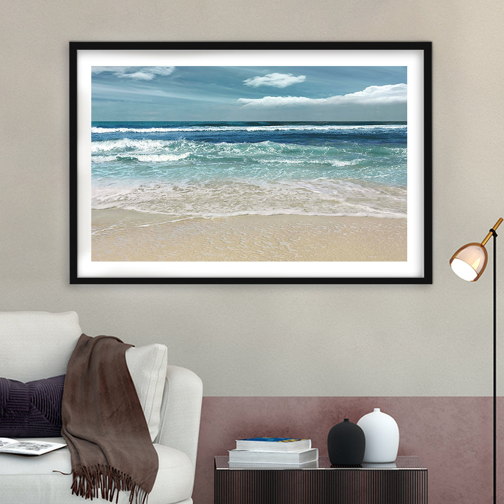 Symphony Of The Sea Wall Art, Framed Art Print White Border, Framed Picture