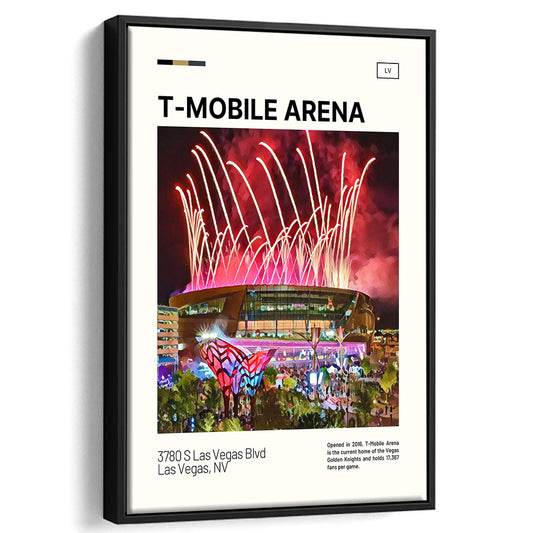 T-Mobile Arena Print, Vegas Golden Knights Stadium Canvas Art, Man Cave Gift, Floating Framed Canvas Print Wall Art
