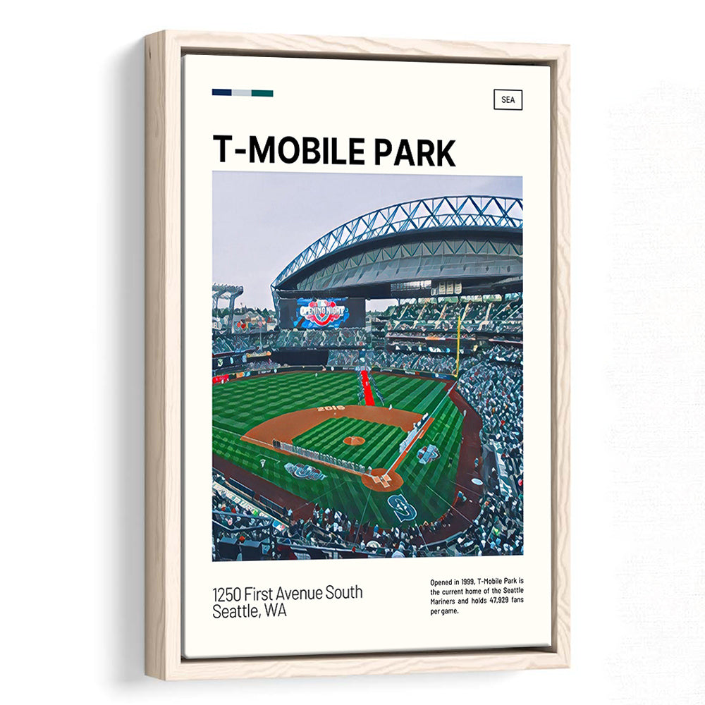 T-Mobile Park Print, Seattle Mariners Stadium Canvas Art, Man Cave Gift, Floating Framed Canvas Print Wall Art