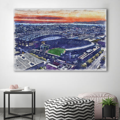T-Mobile Park WaterColor, Seattle Washington Baseball Watercolor, Sport Art, Gifts for him, Canvas Print Wall Art