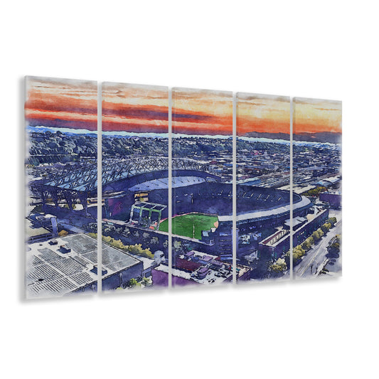 T-Mobile Park WaterColor, Seattle Washington Baseball Watercolor, Sport Art, Extra Large Canvas Print Wall Art