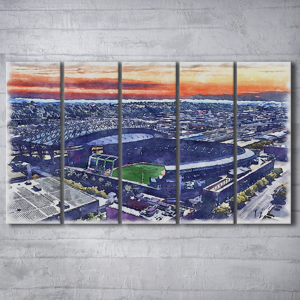 T-Mobile Park WaterColor, Seattle Washington Baseball Watercolor, Sport Art, Extra Large Canvas Print Wall Art