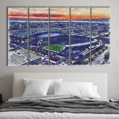 T-Mobile Park WaterColor, Seattle Washington Baseball Watercolor, Sport Art, Extra Large Canvas Print Wall Art