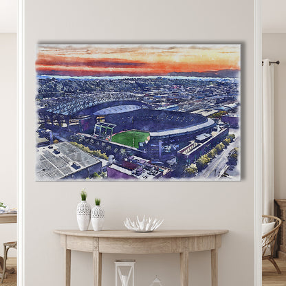T-Mobile Park WaterColor, Seattle Washington Baseball Watercolor, Sport Art, Gifts for him, Canvas Print Wall Art