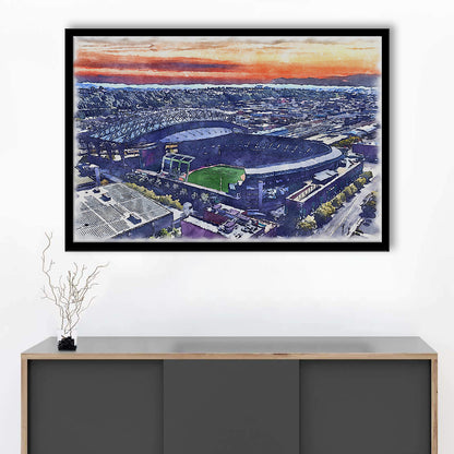 T-Mobile Park WaterColor, Seattle Washington Baseball Watercolor, Sport Gift Art, Framed Art Print Wall Decor