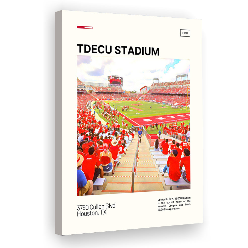 TDECU Stadium Print, Houston Cougars Stadium Canvas Art, Fan Gifts, Sport Art, Canvas Print Wall Art