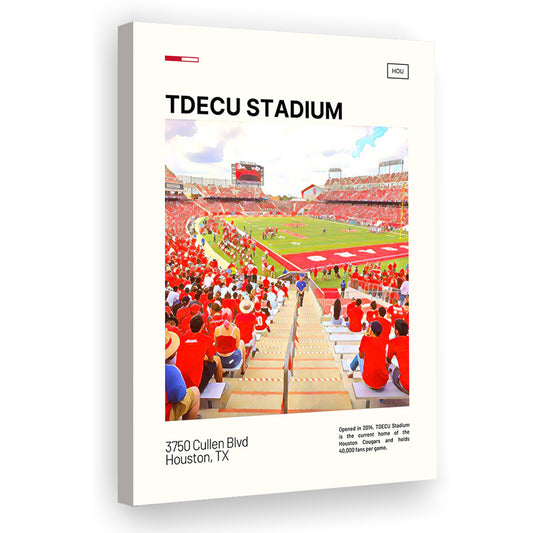 TDECU Stadium Print, Houston Cougars Stadium Canvas Art, Fan Gifts, Sport Art, Canvas Print Wall Art