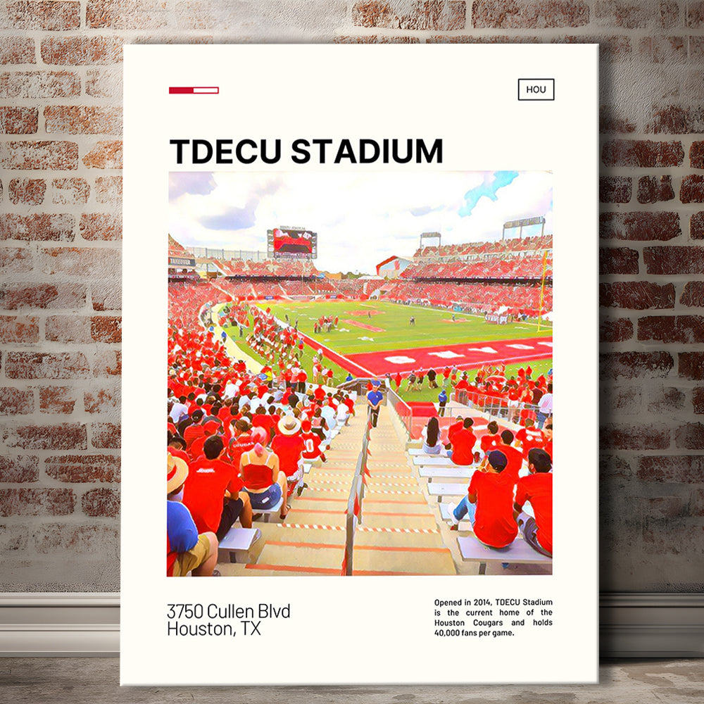 TDECU Stadium Print, Houston Cougars Stadium Canvas Art, Fan Gifts, Sport Art, Canvas Print Wall Art