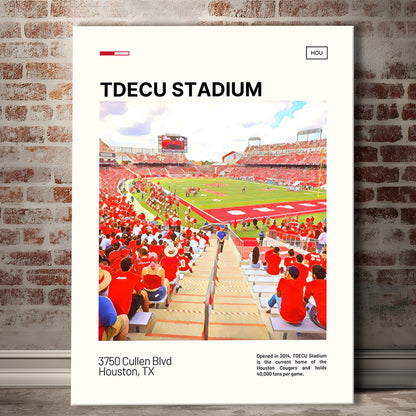 TDECU Stadium Print, Houston Cougars Stadium Canvas Art, Fan Gifts, Sport Art, Canvas Print Wall Art