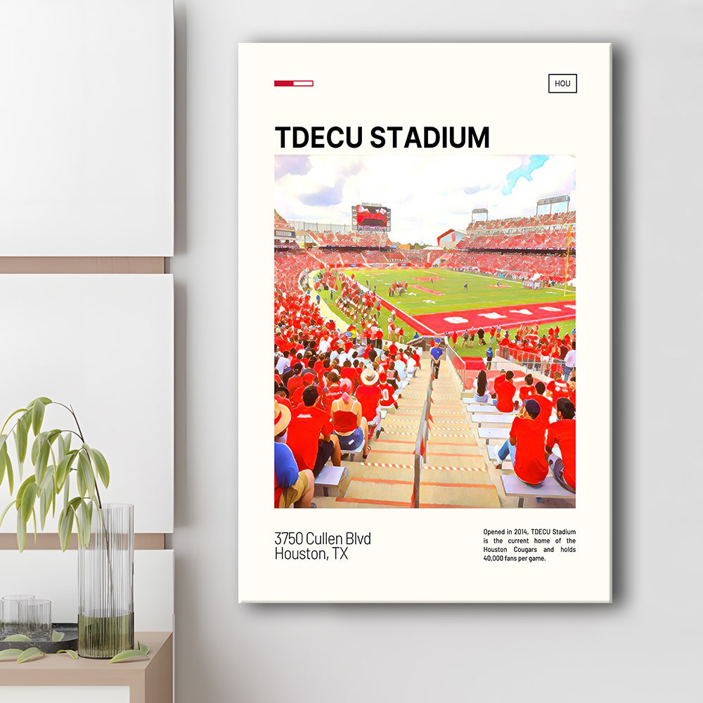 TDECU Stadium Print, Houston Cougars Stadium Canvas Art, Fan Gifts, Sport Art, Canvas Print Wall Art