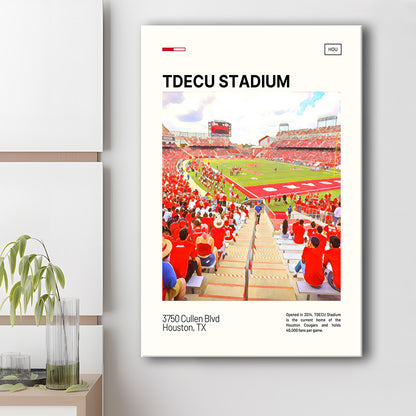 TDECU Stadium Print, Houston Cougars Stadium Canvas Art, Fan Gifts, Sport Art, Canvas Print Wall Art