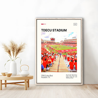 TDECU Stadium Print, Houston Cougars Stadium Canvas Art, Man Cave Gift, Floating Framed Canvas Print Wall Art