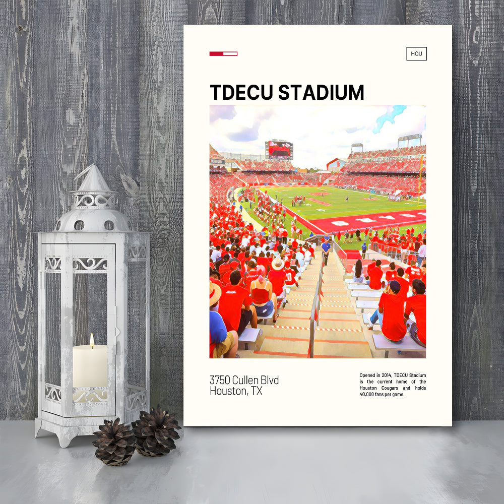 TDECU Stadium Print, Houston Cougars Stadium Canvas Art, Fan Gifts, Sport Art, Canvas Print Wall Art