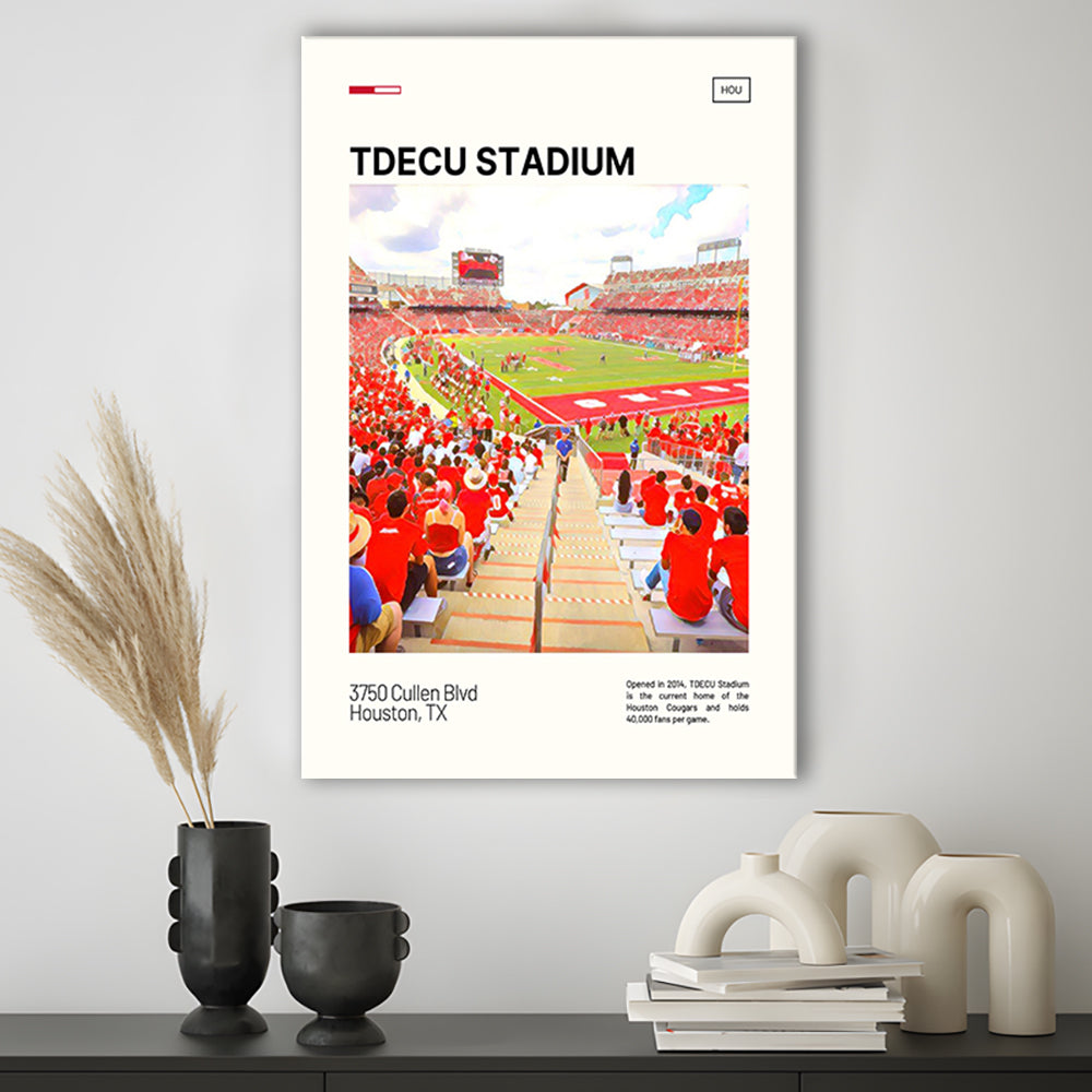 TDECU Stadium Print, Houston Cougars Stadium Canvas Art, Fan Gifts, Sport Art, Canvas Print Wall Art
