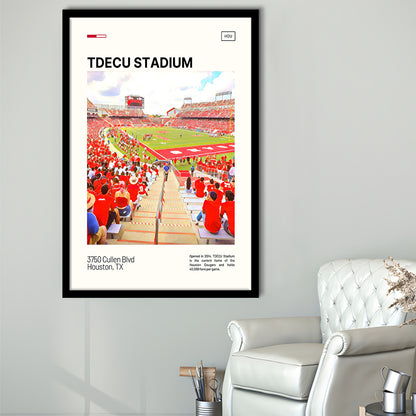 TDECU Stadium Print, Houston Cougars Stadium Art, Gifts for him, Sport Art, Framed Art Print Wall Decor