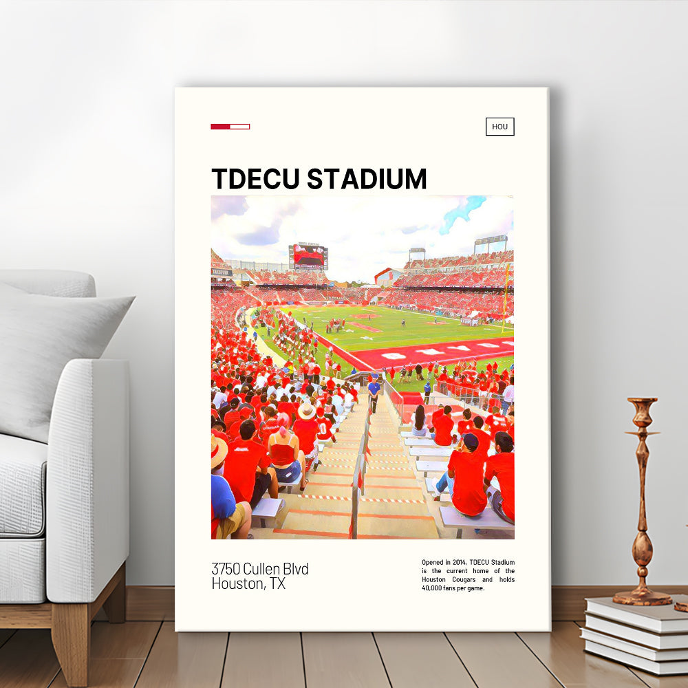 TDECU Stadium Print, Houston Cougars Stadium Canvas Art, Fan Gifts, Sport Art, Canvas Print Wall Art
