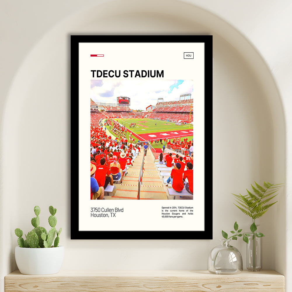 TDECU Stadium Print, Houston Cougars Stadium Art, Gifts for him, Sport Art, Framed Art Print Wall Decor