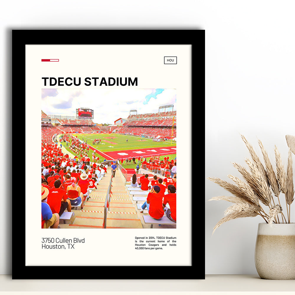 TDECU Stadium Print, Houston Cougars Stadium Art, Gifts for him, Sport Art, Framed Art Print Wall Decor