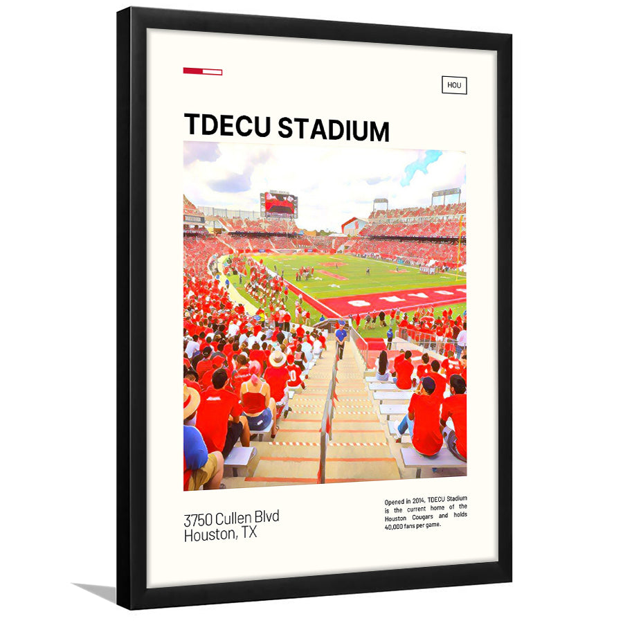 TDECU Stadium Print, Houston Cougars Stadium Art, Gifts for him, Sport Art, Framed Art Print Wall Decor