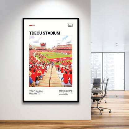TDECU Stadium Print, Houston Cougars Stadium Art, Gifts for him, Sport Art, Framed Art Print Wall Decor