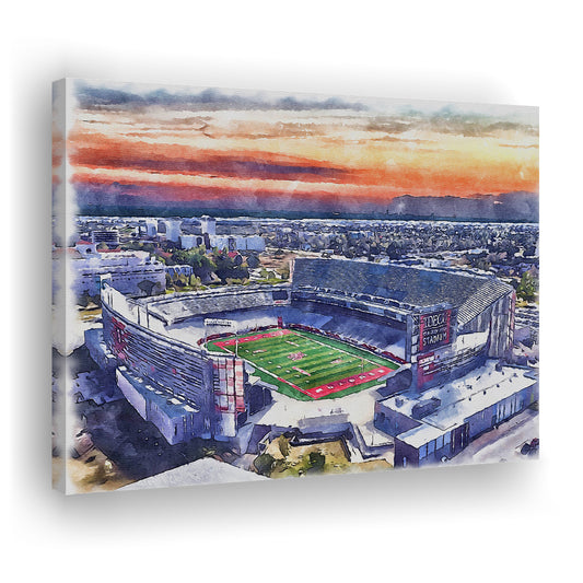 TDECU Painting Stadium Watercolor, Houston Texas Watercolor, Sport Art, Gifts for him, Canvas Print Wall Art