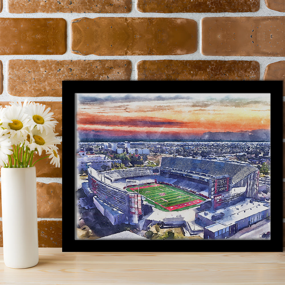 TDECU Painting Stadium Watercolor, Houston Texas Watercolor, Sport Gift Art, Framed Art Print Wall Decor