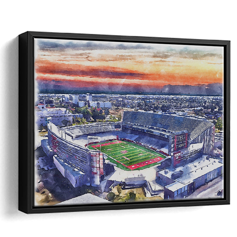 TDECU Painting Stadium Watercolor, Houston Texas Watercolor, Sport Gift Art, Framed Canvas Print Wall Art
