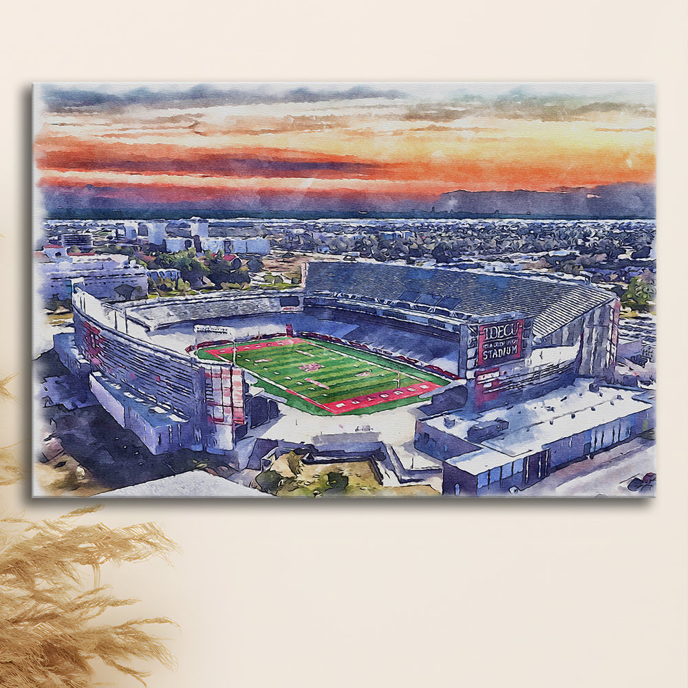 TDECU Painting Stadium Watercolor, Houston Texas Watercolor, Sport Art, Gifts for him, Canvas Print Wall Art