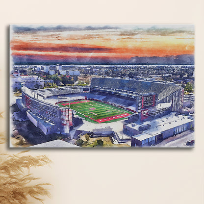 TDECU Painting Stadium Watercolor, Houston Texas Watercolor, Sport Art, Gifts for him, Canvas Print Wall Art