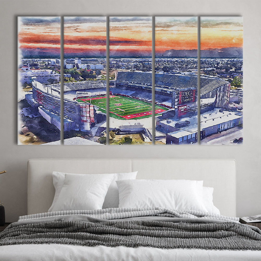 TDECU Painting Stadium Watercolor, Houston Texas Watercolor, Sport Art, Extra Large Canvas Print Wall Art