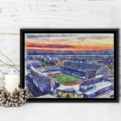 TDECU Painting Stadium Watercolor, Houston Texas Watercolor, Sport Gift Art, Framed Canvas Print Wall Art