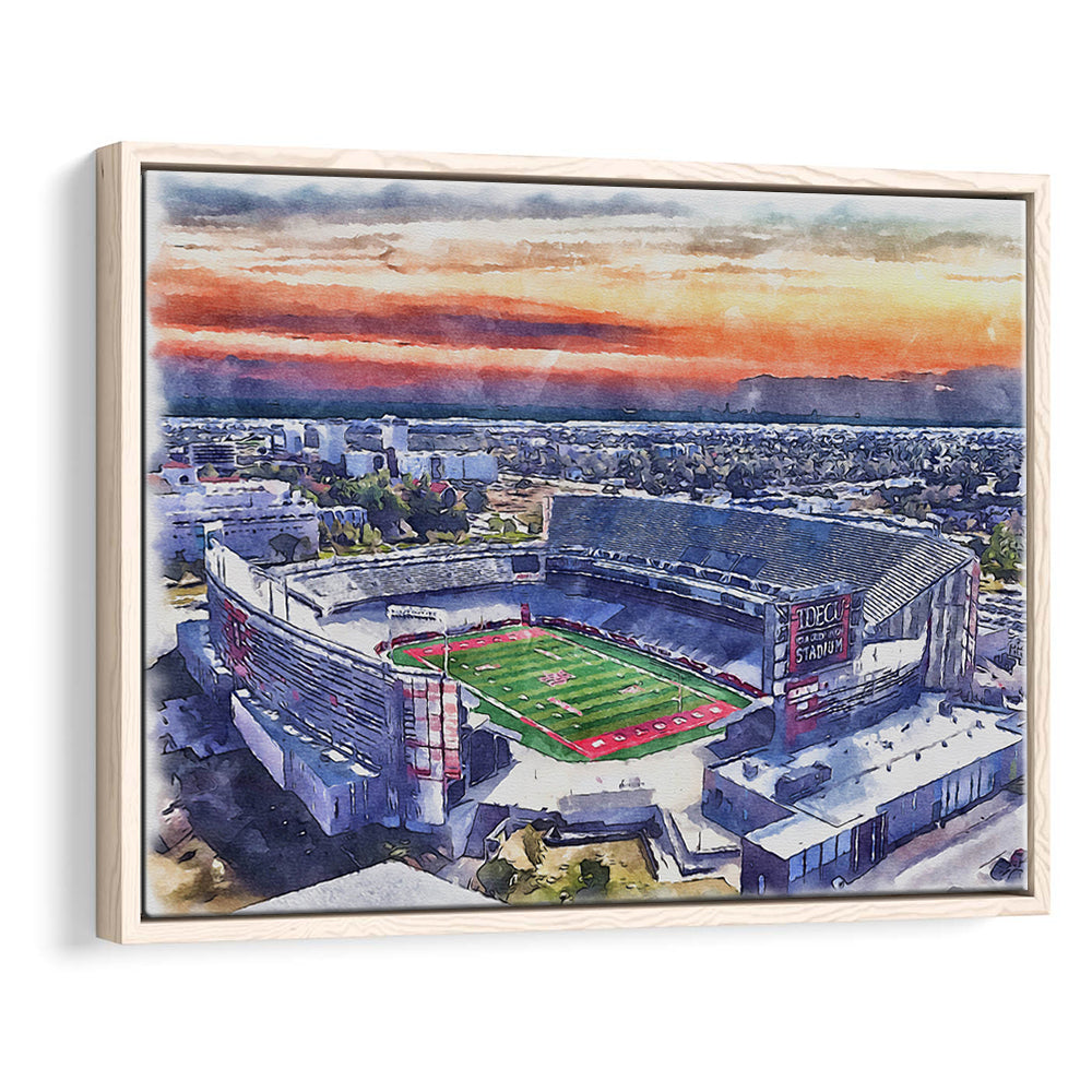 TDECU Painting Stadium Watercolor, Houston Texas Watercolor, Sport Gift Art, Framed Canvas Print Wall Art