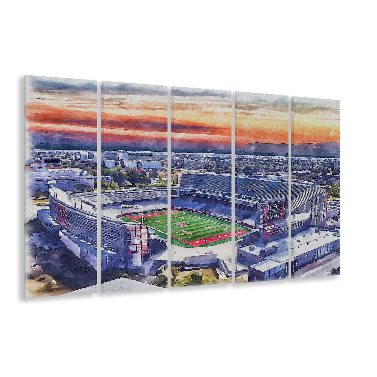 TDECU Painting Stadium Watercolor, Houston Texas Watercolor, Sport Art, Extra Large Canvas Print Wall Art