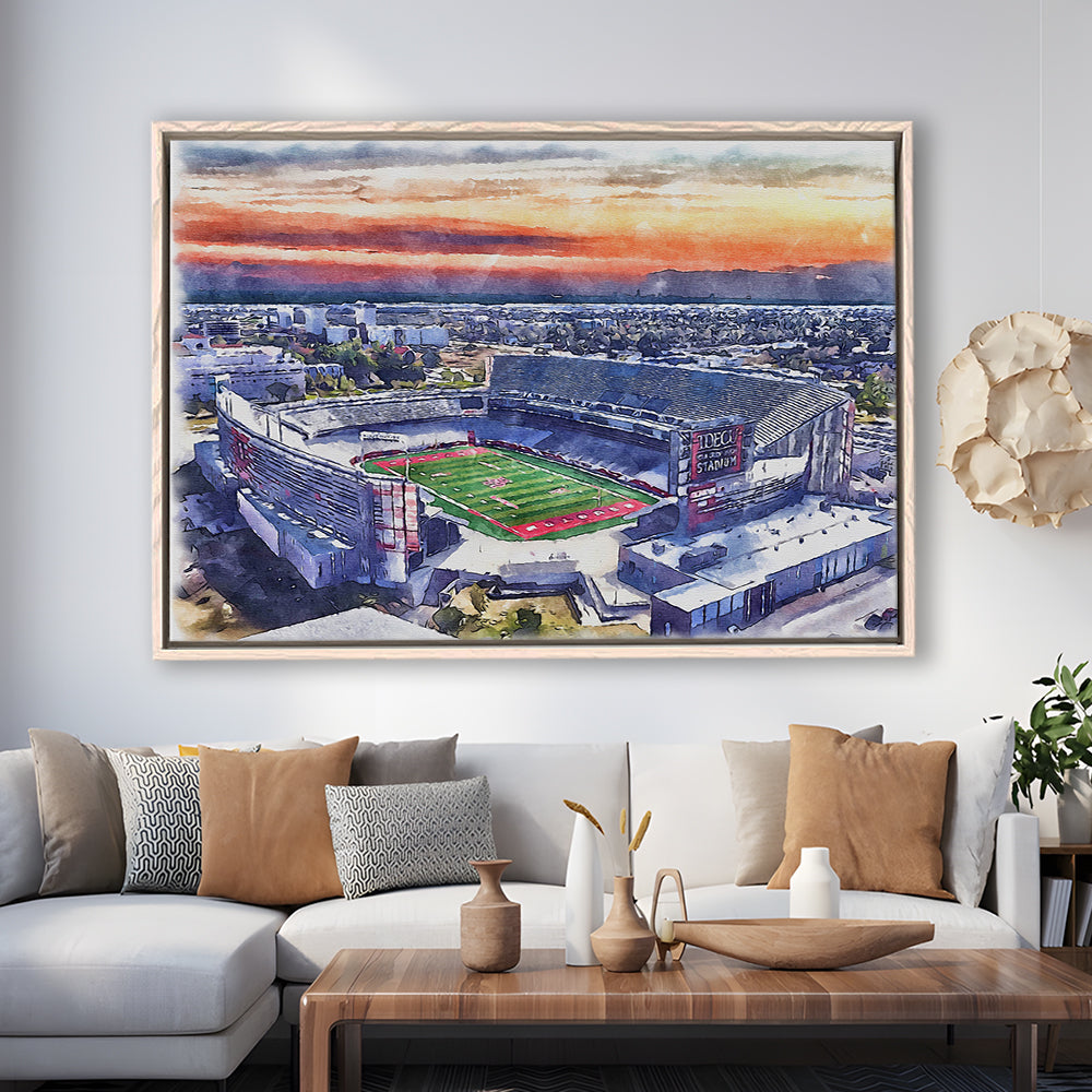 TDECU Painting Stadium Watercolor, Houston Texas Watercolor, Sport Gift Art, Framed Canvas Print Wall Art