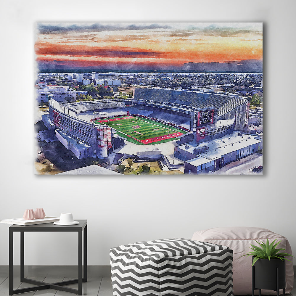TDECU Painting Stadium Watercolor, Houston Texas Watercolor, Sport Art, Gifts for him, Canvas Print Wall Art
