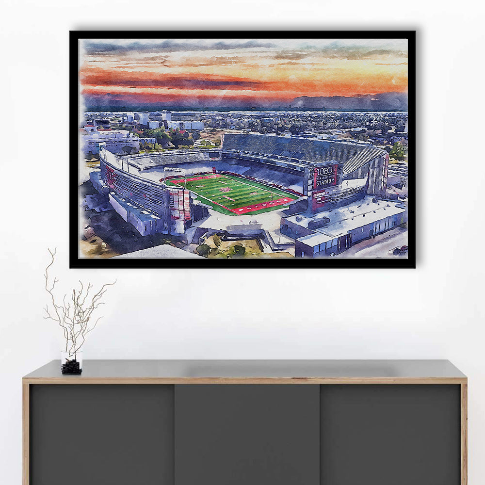TDECU Painting Stadium Watercolor, Houston Texas Watercolor, Sport Gift Art, Framed Art Print Wall Decor