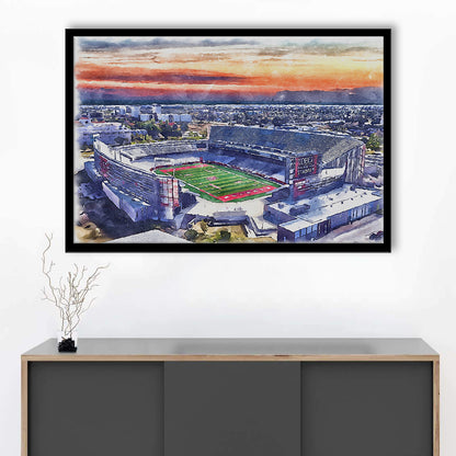 TDECU Painting Stadium Watercolor, Houston Texas Watercolor, Sport Gift Art, Framed Art Print Wall Decor