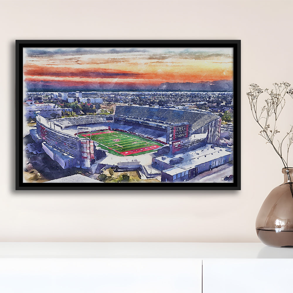 TDECU Painting Stadium Watercolor, Houston Texas Watercolor, Sport Gift Art, Framed Canvas Print Wall Art