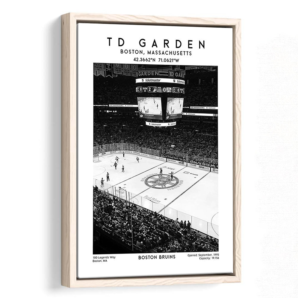 Td Garden Stadium Black And White, Boston Bruins Hockey Stadium Wall Art Print, Framed Canvas Prints Wall Art