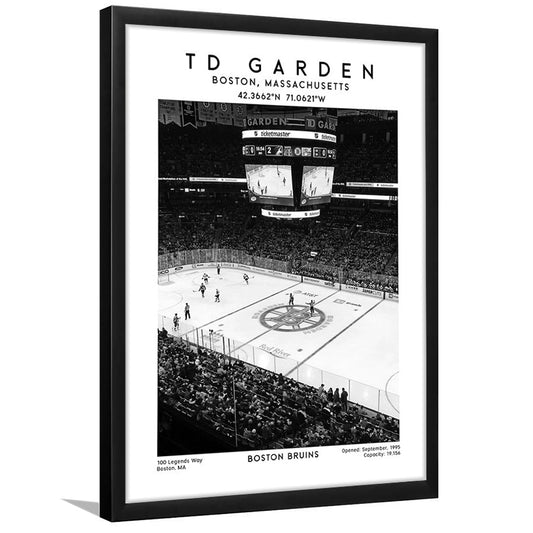 Td Garden Stadium Black And White, Boston Bruins Hockey Stadium Wall Art Print, Framed Art Prints Wall Decor
