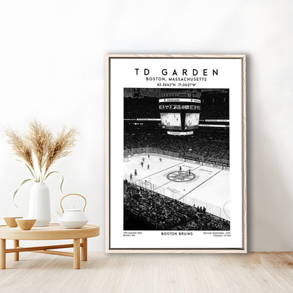 Td Garden Stadium Black And White, Boston Bruins Hockey Stadium Wall Art Print, Framed Canvas Prints Wall Art