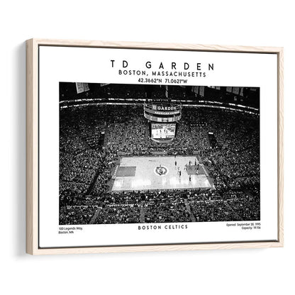 Td Garden Stadium Black And White, Boston Basketball Stadium Wall Art Print, Framed Canvas Print Wall Art